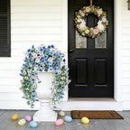 2PCS Artificial Hanging Flowers for Outdoor Decorations, WH + BL, alternate view 3