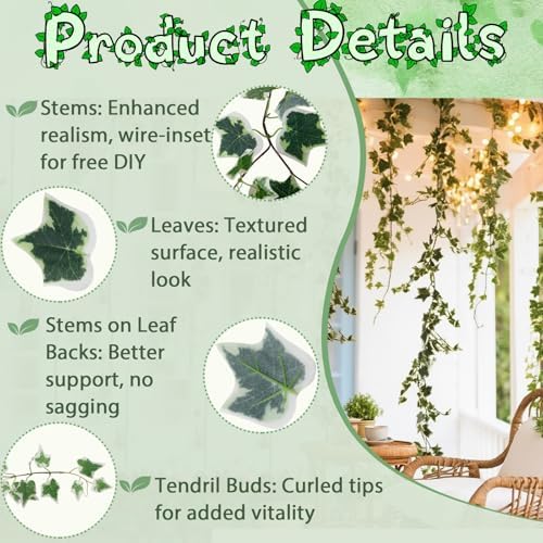 2pcs Artificial Ivy Artificial Vines Artificial Plants 71 Inch Fake Hanging Plants Silk for Garden Terrace Beach, alternate