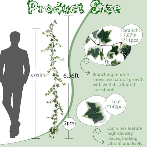 2pcs Artificial Ivy Artificial Vines Artificial Plants 71 Inch Fake Hanging Plants Silk for Garden Terrace Beach, alternate