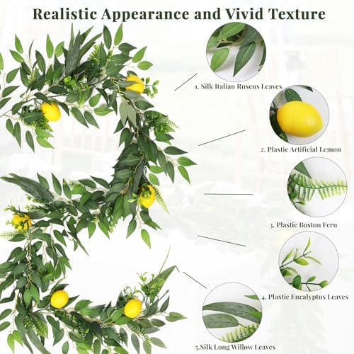 2Pcs Artificial Ivy Vines with Lemon&Willow&Eucalyptus&Fern 5.9Ft, alternate view 5
