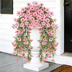 2PCS Artificial Outdoor Flowers, UV Resistant Fake Pink Flowers