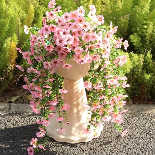 2PCS Artificial Outdoor Flowers, UV Resistant Fake Pink Flowers, alternate view 3