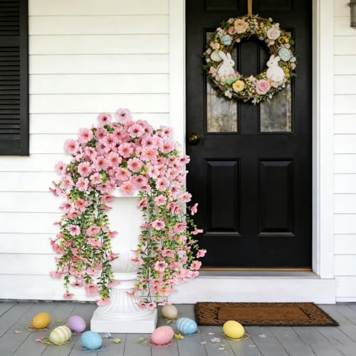 2PCS Artificial Outdoor Flowers, UV Resistant Fake Pink Flowers, alternate view 4