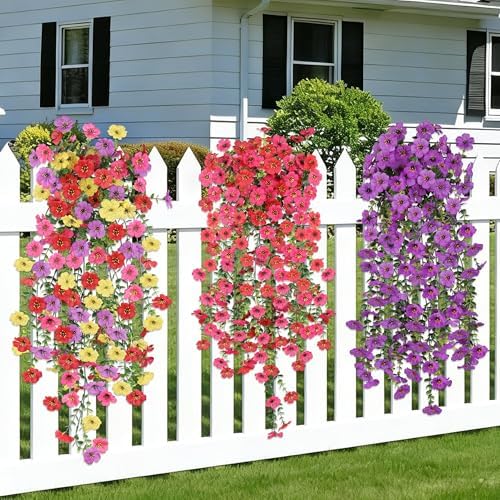 2PCS Artificial Outdoor Flowers, UV Resistant Fake Purple Flowers, alternate view 5