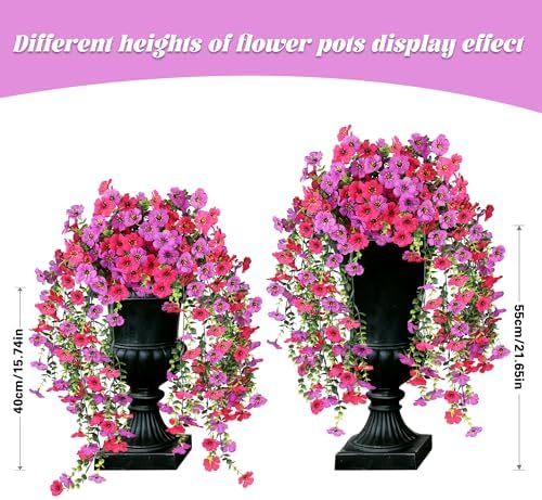 2PCS Artificial Outdoor Flowers, UV Resistant Fake Purple Flowers, alternate view 6