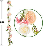 2Pcs Artificial Peony Flower Garland - Silk Peony Garland with Pink and White Flowers for Wedding Party Table, alternate view