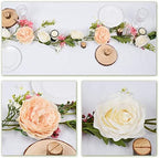 2Pcs Artificial Peony Flower Garland - Silk Peony Garland with Pink and White Flowers for Wedding Party Table, alternate view