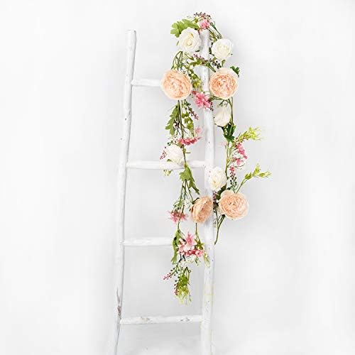 2Pcs Artificial Peony Flower Garland - Silk Peony Garland with Pink and White Flowers for Wedding Party Table, alternate view