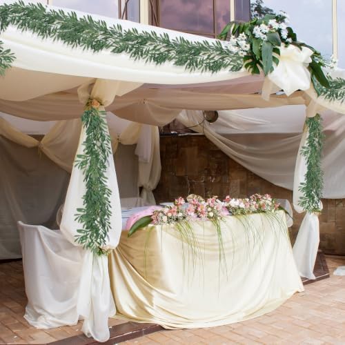 2Pcs Artificial Silk Olive Leaves Vines Garland 6.2Ft Green Rattan, alternate view 2
