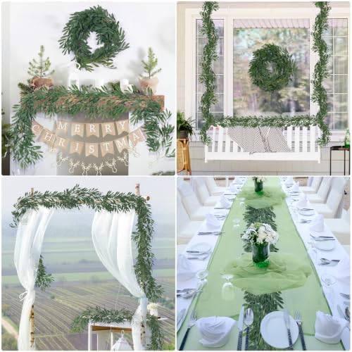 2Pcs Artificial Silk Olive Leaves Vines Garland 6.2Ft Green Rattan, alternate view 5