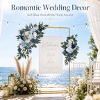2PCS Artificial Wedding Arch Flowers, 31.5 & 23.4 inch Blue Floral Swag Arrangement, Rustic Wedding Arch, alternate view 3