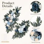 2PCS Artificial Wedding Arch Flowers, 31.5 & 23.4 inch Blue Floral Swag Arrangement, Rustic Wedding Arch, alternate view 4