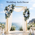 2PCS Artificial Wedding Arch Flowers, 31.5 & 23.4 inch Blue Floral Swag Arrangement, Rustic Wedding Arch, alternate view 6