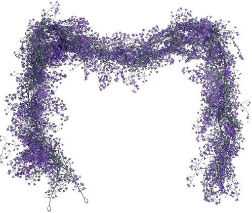 2Pcs Artificial Wisteria Garlands 5.6Ft Plastic Hanging Vine Purple