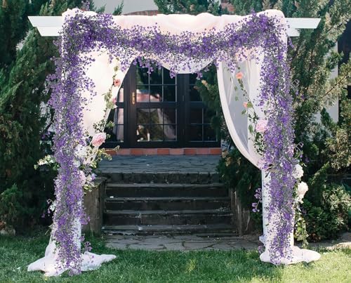 2Pcs Artificial Wisteria Garlands 5.6Ft Plastic Hanging Vine Purple, alternate view 5