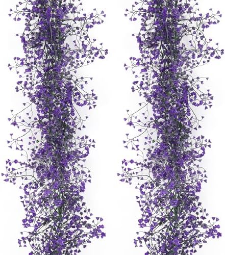 2Pcs Artificial Wisteria Garlands 5.6Ft Plastic Hanging Vine Purple, alternate view 6