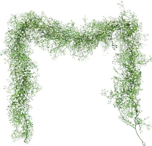 2Pcs Artificial Wisteria Garlands 5.6Ft Plastic Hanging Vines White