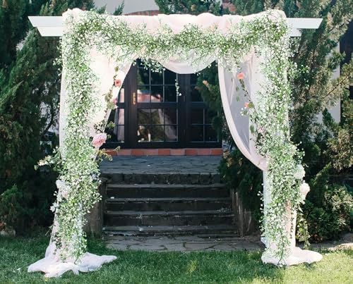 2Pcs Artificial Wisteria Garlands 5.6Ft Plastic Hanging Vines White, alternate view 4