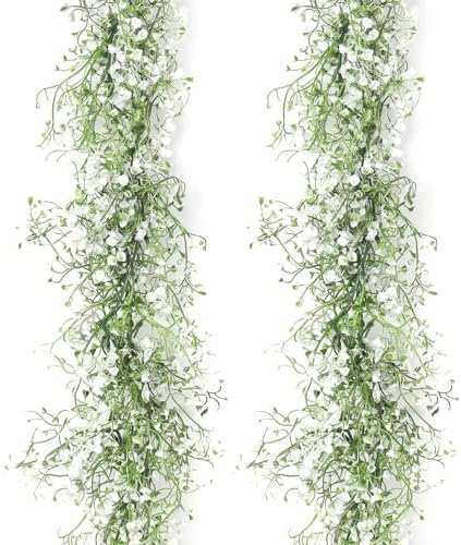 2Pcs Artificial Wisteria Garlands 5.6Ft Plastic Hanging Vines White, alternate view 6