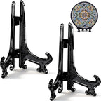 2pcs Black Acrylic Easel Plate Stands 3 Inch Small Display Holders in Black