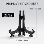 2pcs Black Acrylic Easel Plate Stands 3 Inch Small Display Holders in Black, alternate view 3