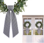 2Pcs Black White Plaid Wreath Sash,4.5"*55.1"