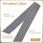 2Pcs Black White Plaid Wreath Sash,4.5"*55.1", alternate view 2