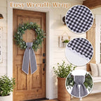 2Pcs Black White Plaid Wreath Sash,4.5"*55.1", alternate view 3