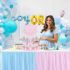 2pcs Blue & Pink Gingham Gender Reveal 3 Tiered Cupcake Stand Dessert Cake Table Displays Boy or Girl Gender, alternate view