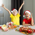 2PCS Christmas Serving Tray with Handles 16 X 11 Inch Large Melamine Platters Serving Dishes Rectangular Vintage, alternate
