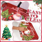 2PCS Christmas Serving Tray with Handles 16 X 11 Inch Large Melamine Platters Serving Dishes Rectangular Vintage, alternate