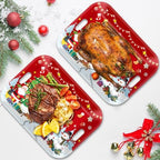 2PCS Christmas Serving Tray with Handles 16 X 11 Inch Large Melamine Platter Serving Dishes Rectangular Xmas, alternate view