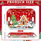 2PCS Christmas Serving Tray with Handles 16 X 11 Inch Large Melamine Platter Serving Dishes Rectangular Xmas, alternate view