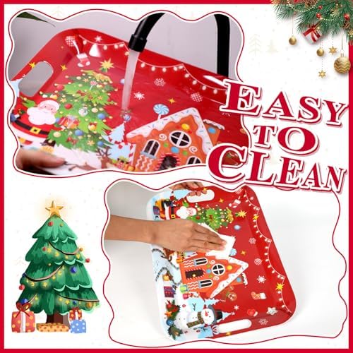 2PCS Christmas Serving Tray with Handles 16 X 11 Inch Large Melamine Platter Serving Dishes Rectangular Xmas, alternate view