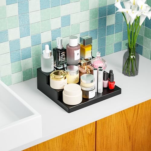 2PCS Cologne Perfume Organizer for Men,3 Tier Cologne Display Shelf & Fragrance Rack, Black Cupcake Stand and, alternate view