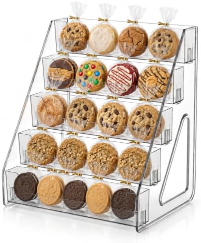 2Pcs Cookie Display Stand, 5-Tier Cookie Display Holder for Vendors &Bakery, Acrylic Clear Cookie Stand for
