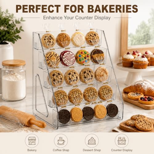 2Pcs Cookie Display Stand, 5-Tier Cookie Display Holder for Vendors &Bakery, Acrylic Clear Cookie Stand for, alternate view 4