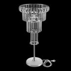 2Pcs Crystal Chandelier Flower Stand 32in Silver Wedding Centerpiece with Hanging Crystals Round Pedestal Vase, alternate