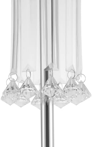 2Pcs Crystal Chandelier Flower Stand 32in Silver Wedding Centerpiece with Hanging Crystals Round Pedestal Vase, alternate