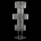2Pcs Crystal Chandelier Flower Stand 43in Silver Wedding Centerpiece with Hanging Crystals Round Pedestal Vase, alternate