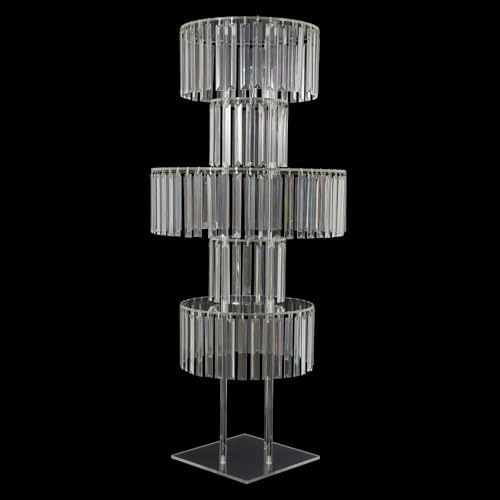 2Pcs Crystal Chandelier Flower Stand 43in Silver Wedding Centerpiece with Hanging Crystals Round Pedestal Vase, alternate