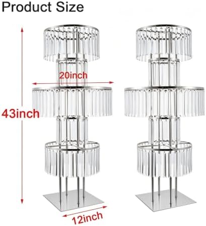 2Pcs Crystal Silver Vases Centerpieces for Tables, Wedding Flower Vases Centerpieces Metal Flower Stands, alternate view 2