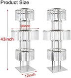 2Pcs Crystal Silver Vases Centerpieces for Tables, Wedding Flower Vases Centerpieces Metal Flower Stands, alternate view 2