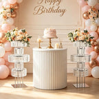 2Pcs Crystal Silver Vases Centerpieces for Tables, Wedding Flower Vases Centerpieces Metal Flower Stands, alternate view 4