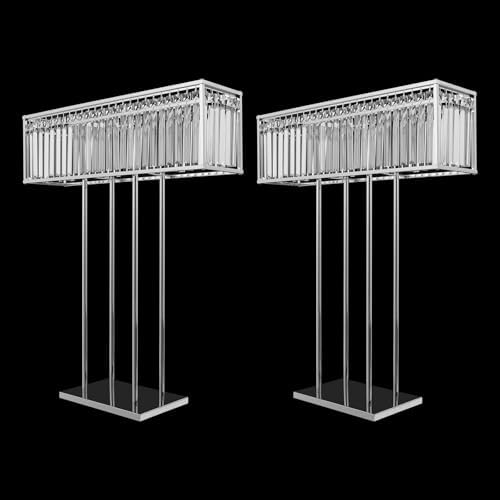 2pcs Crystal Vases for Centerpieces, 35.4 in Tall Metal Square Vase Stand in Silver, alternate view 5