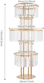 2PCS Crystal Vases for Centerpieces, 5 Tier Gold Flower Stand with Hanging Crystals, 43.3" Wedding Vase Round, alternate view