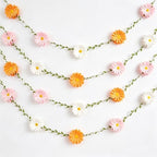 2PCS Daisy Flower Garlands, Daisy Banner Garland Orange Pink Flowers