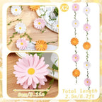 2PCS Daisy Flower Garlands, Daisy Banner Garland Orange Pink Flowers, alternate view 3