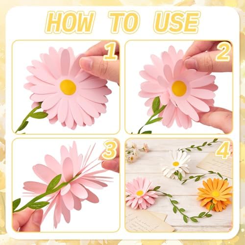 2PCS Daisy Flower Garlands, Daisy Banner Garland Orange Pink Flowers, alternate view 4
