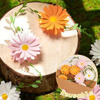 2PCS Daisy Flower Garlands, Daisy Banner Garland Orange Pink Flowers, alternate view 5